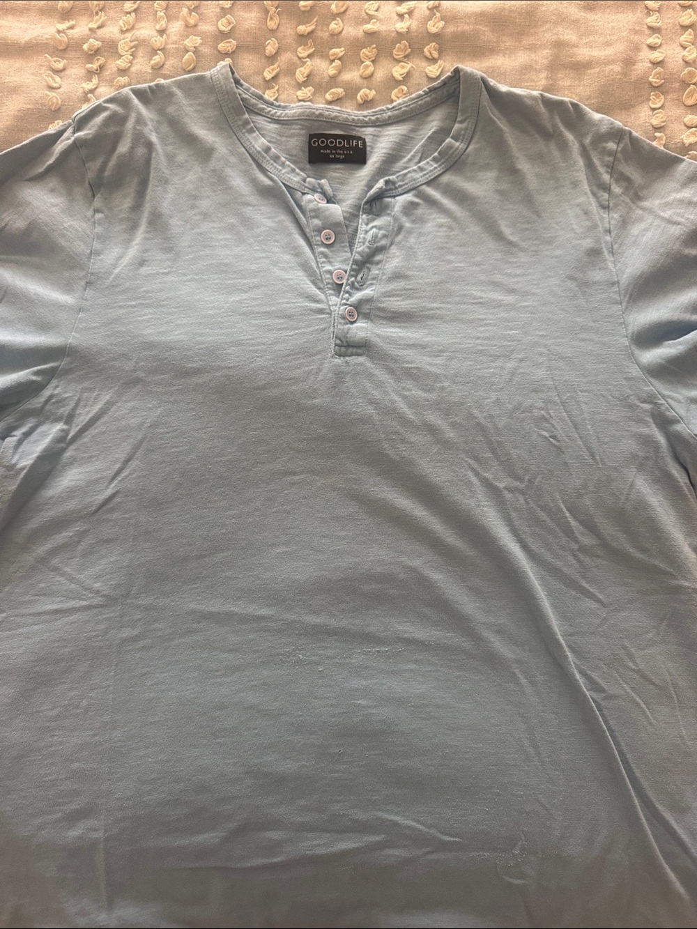 Goodlife Men's Pale Blue Short-Sleeve Henley